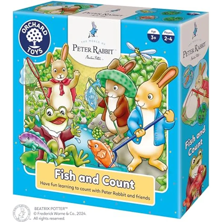Orchard Peter Rabbit Fish & Count, Angel- und Zählspiel mit Drehpfeil und Karten-Zuordnung für Kinder ab 3 Jahren