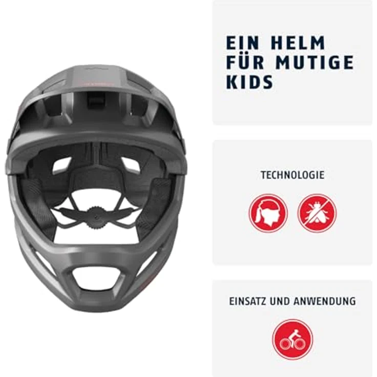 ABUS MTB-Helm YouDrop FF - Fullface-Helm für Kinder und Jugendliche - Silber, Größe S mit abnehmbarem Kinnschutz – Bild 2