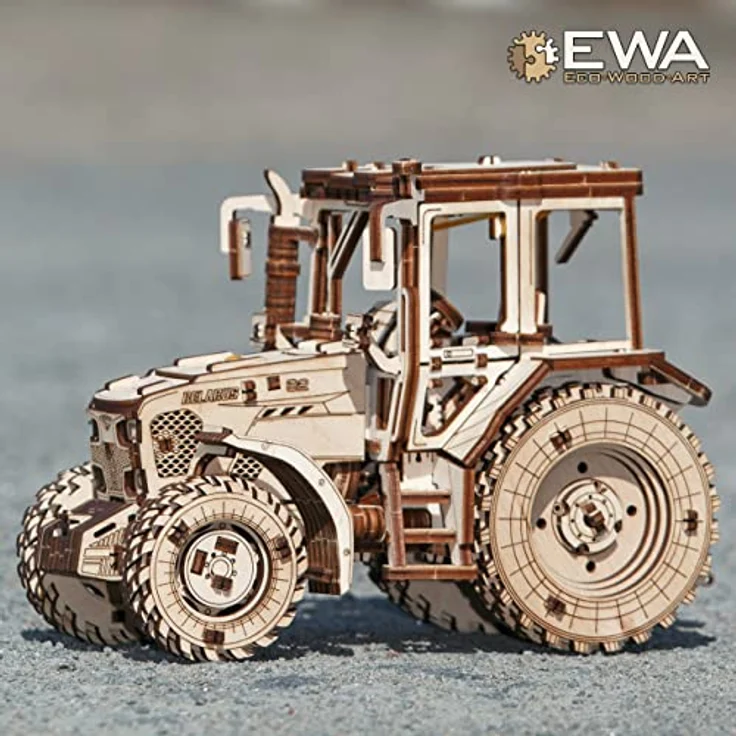 EWA Eco-Wood-Art - 3D-Holzpuzzle für Jugendliche und Erwachsene - Traktor BELARUS-82 - DIY-Bausatz, Selbstmontage, kein Kleber erforderlich - 269 Stück, Tractor BELARUS-82, Hellblau – Bild 9