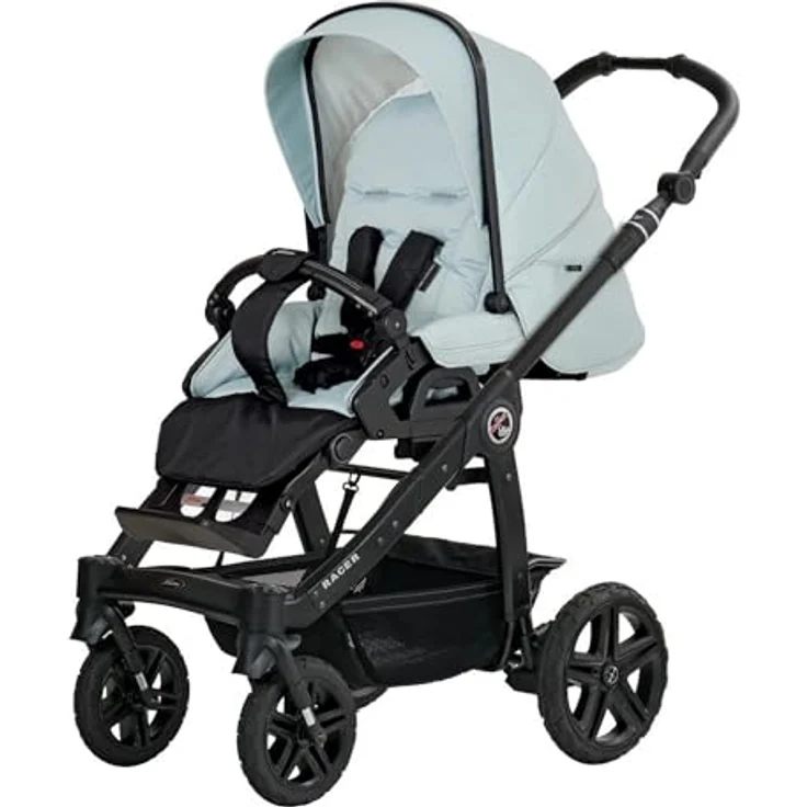 Hartan Kinderwagenset Racer GTS, 3-teilig, Pastellblau, mit Federung, 5-Punkte-Gurt, Made in Germany, EN 1888, UV 50+, azofarbenfrei – Bild 3