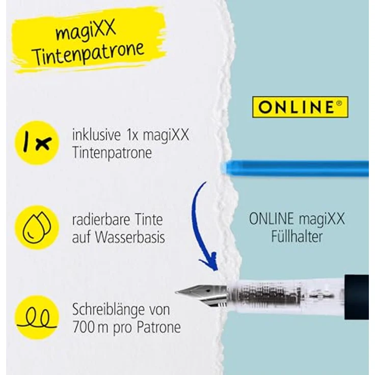 Online Pen magiXX Füllhalter, radierbar mit ergonomischem Griffstück, tiefblau – Bild 7