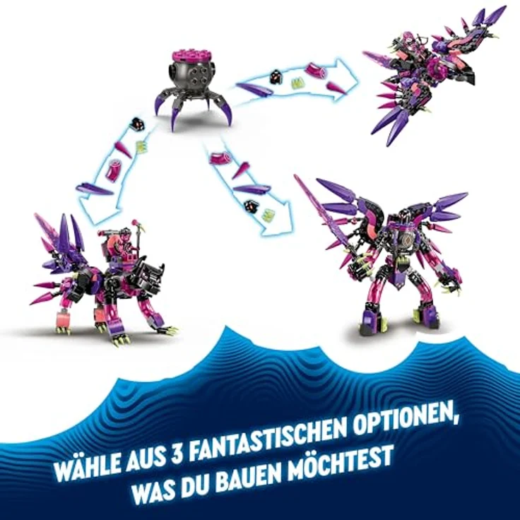 LEGO DREAMZzz 3-in-1 Die Albtraumkreaturen der Nimmerhexe, magisches Kinderspielzeug, baubarer Kessel, Wolf oder Rabe, Fantasy-Spielset für Mädchen und Jungen ab 9 Jahren 71483, mit 5 Minifiguren und Bauanleitung in der LEGO Builder App - Preisvergleich – Bild 3