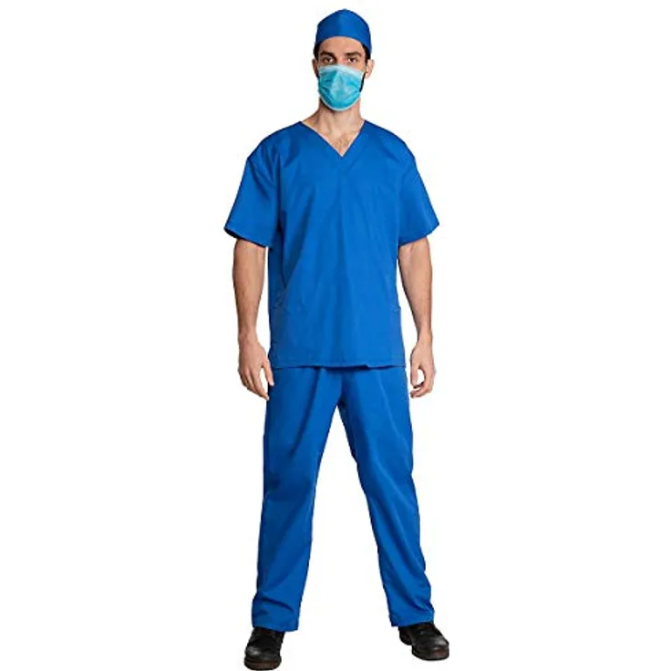 Maskworld Chirurg Kostüm - OP Arzt Kostüm für Fasching, vierteilig mit Hemd, Hose, Kappe und Mundschutz (XL, XXL)