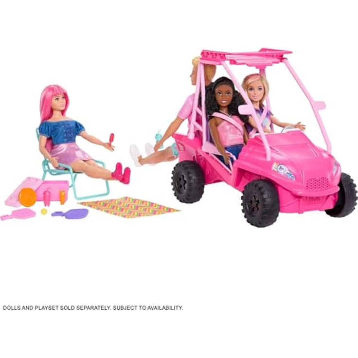 Barbie Strand-Buggy, Barbie Mysteries: Mission Strand, pink, mit Zubehör für 4 Puppen – Bild 3