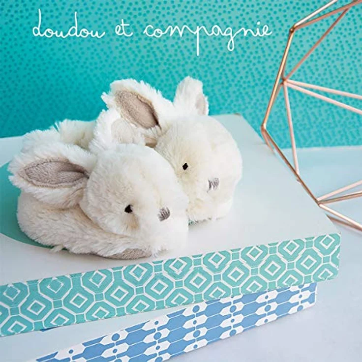 DOUDOU 21310 Bonbon Hase Füsslinge mit Rassel,taupe 0-6M – Bild 4