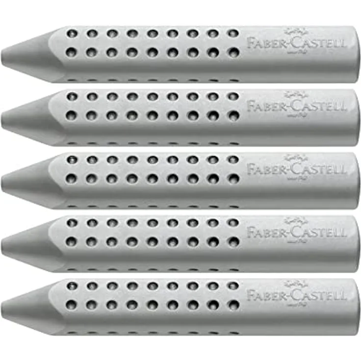 Faber-Castell 187100 - Dreieckradierer Grip 2001, grau, 5 Stück
