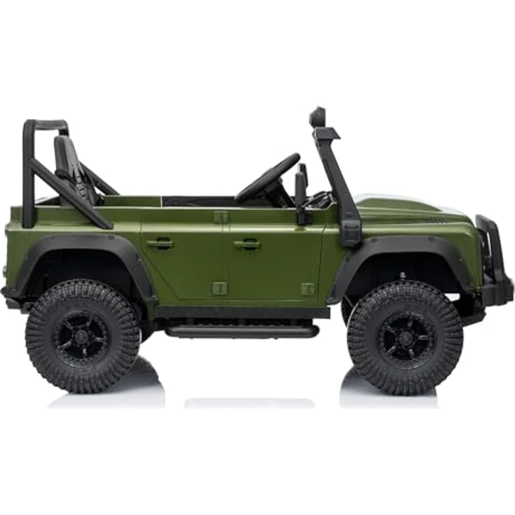 Beneo Elektrisches Kinderfahrzeug Land Rover Defender 110 SVX 12V, grün, 4x4-Antrieb, LED-Lichter, Bluetooth, USB/AUX-Eingang, 2,4-GHz-Fernbedienung, Lithium-Akku, original lizenziert – Bild 4
