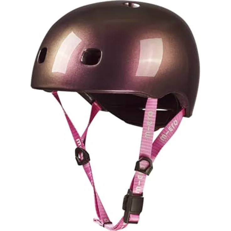 Micro Kinderfahrradhelm micro Helm neochrome, magnetischer Fidlock-Verschluss, LED-Licht, verstellbarer Drehring