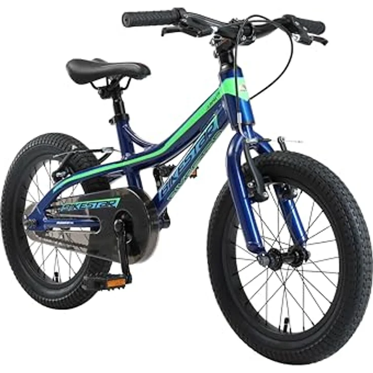 BIKESTAR Kinder Fahrrad Aluminium Mountainbike mit V-Bremse für Mädchen und Jungen ab 4-5 Jahre | 16 Zoll Kinderrad MTB | Blau & Grün - Preisvergleich – Bild 2