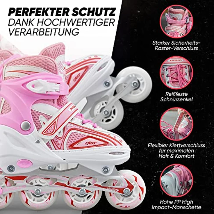 Apollo Super Blades X Pro, größenverstellbare Inliner mit LED Wheels, Größe 31–42 – Bild 4