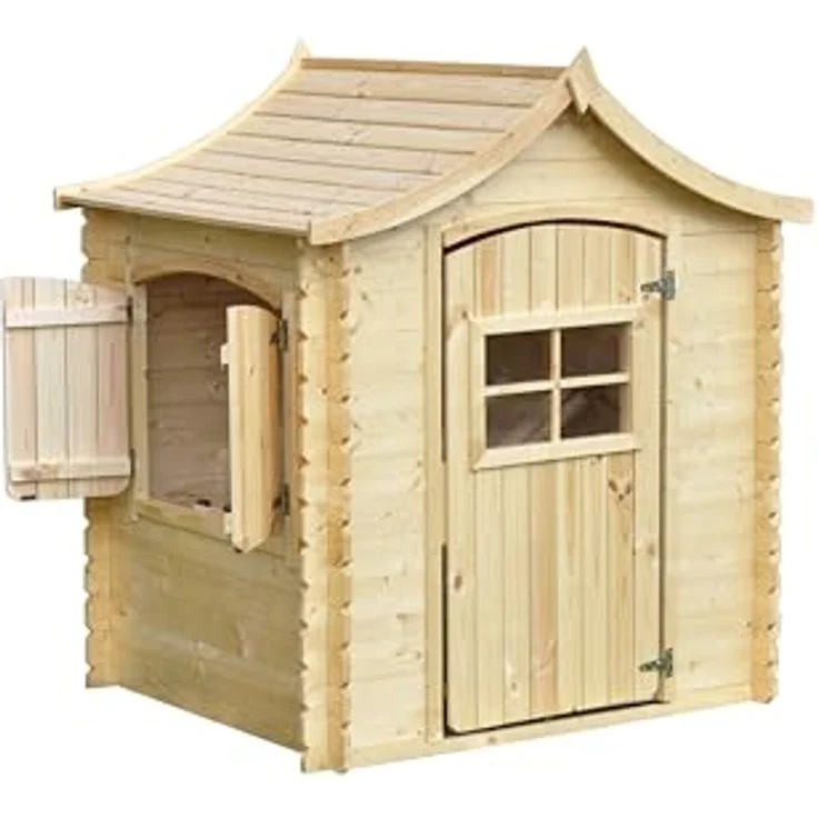 Timbela Kinderspielhaus M550-1, Holzspielhaus für Kinder im Freien, B112xL146xH152 cm, hell und luftig, individuelle Farbgestaltung möglich – Bild 3