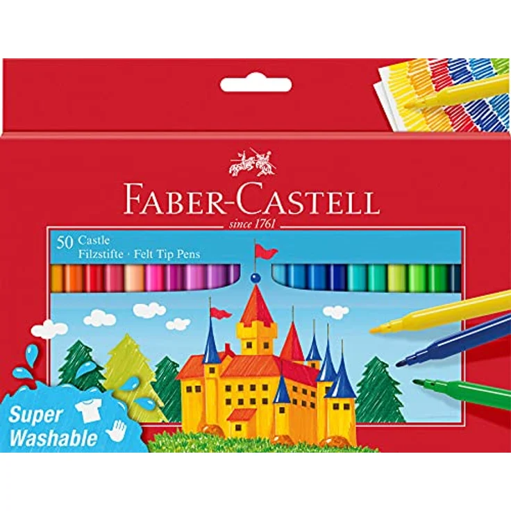 Faber-Castell Filzstift Faber-Castell Castle Filzstift - 50er Kartonetui - Breite und feine Spitzen, vielseitig einsetzbar – Bild 2