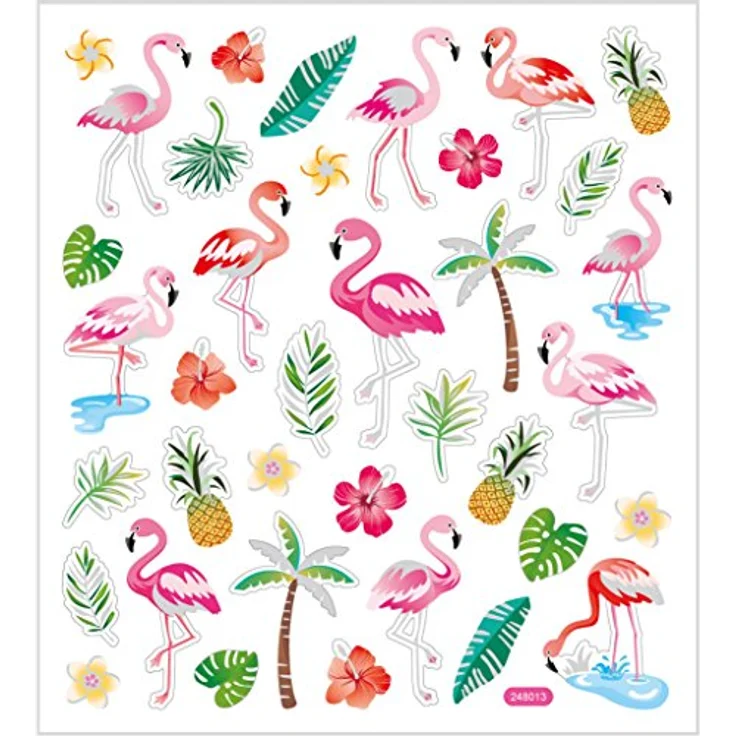 Creativ Aufkleber Flamingos, Bogen 15 x 16,5 cm, ca. 37 Stück, Flamingo, 1 Bogen – Bild 1