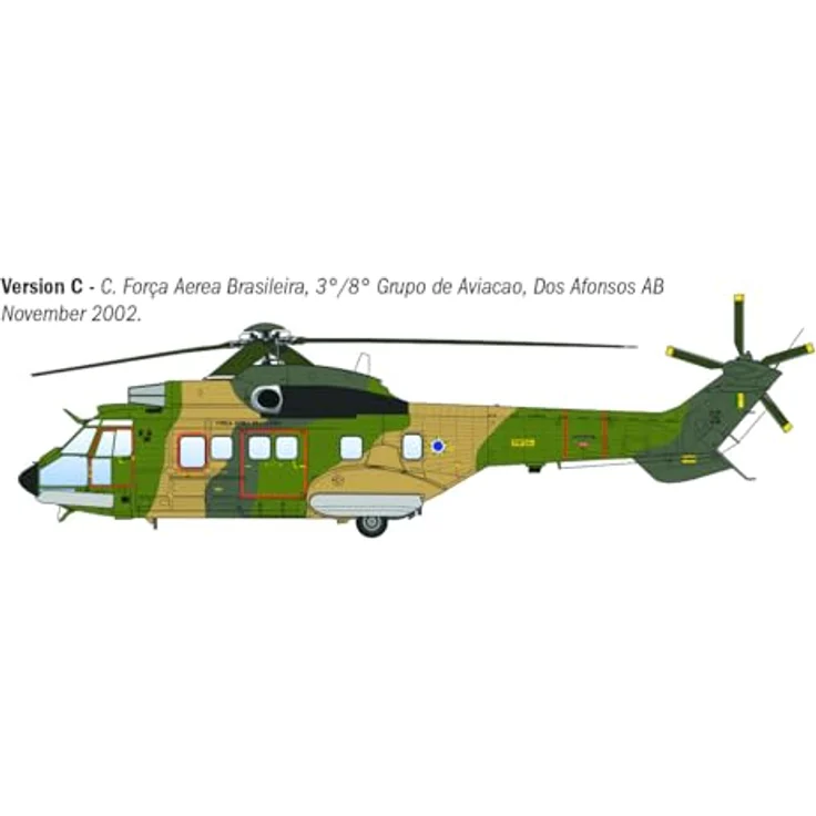 Italeri IT91096 AS332 Super Puma, Plastikmodell im Maßstab 1/72, 25,5 cm, inklusive Farb-Anleitung – Bild 5