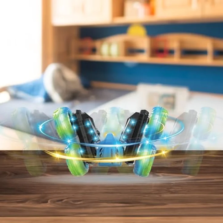 Mad Monkey Tornado Car, Ferngesteuertes Spielzeugauto mit 360-Grad-Drehfunktion und bunten Lichtern, robust und rutschfest – Bild 2
