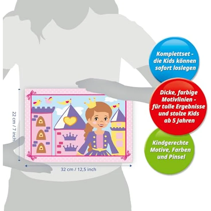 Ravensburger Malen nach Zahlen CreArt, Kleine Prinzessin, 5 fertig gemischte Acrylfarben, für Kinder von 5-7 Jahren, Made in Europe – Bild 6
