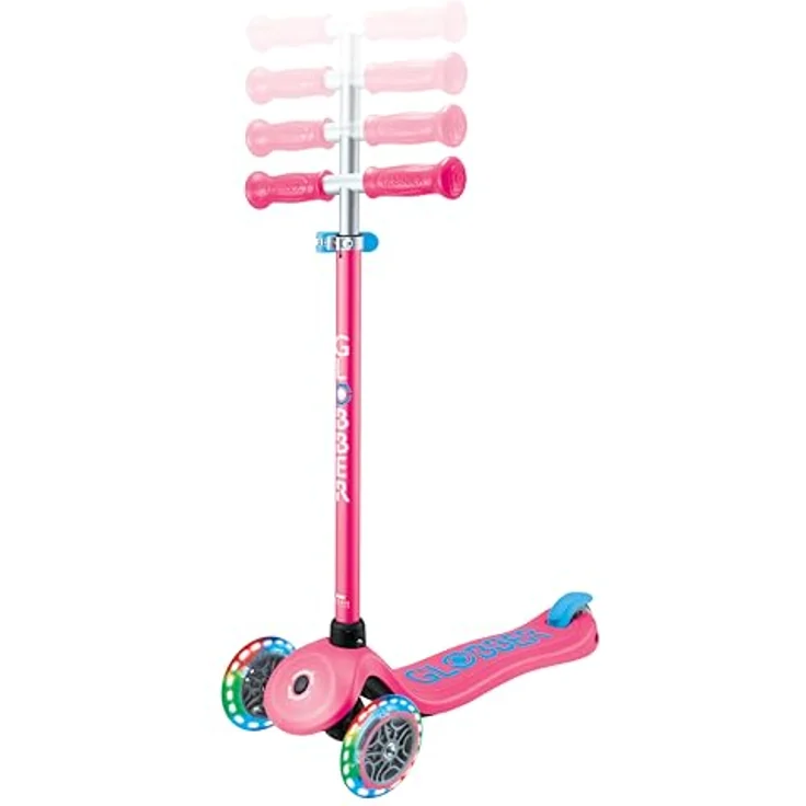 GLOBBER PRIMO PLUS LIGHTS – Tretroller für Kinder, 3-rädrig, höhenverstellbar, LED-Leuchtrollen, pink, ABEC 9 Kugellager – Bild 2