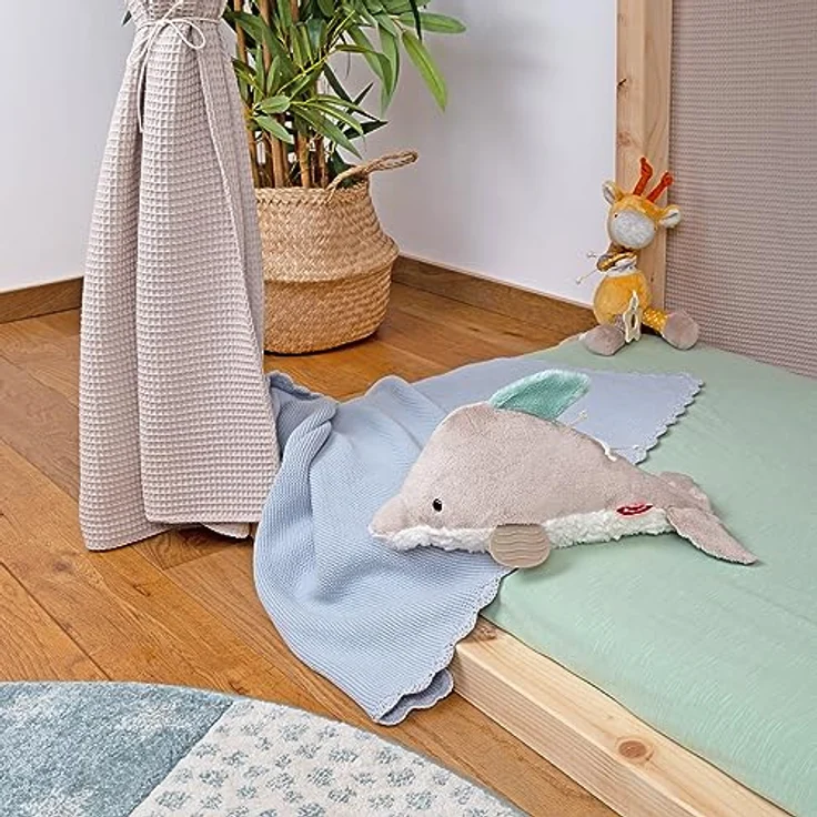 sigikid Aktiv-Delfin, Kuscheltier in Gelb mit abwechslungsreichen Spielmöglichkeiten – Bild 2
