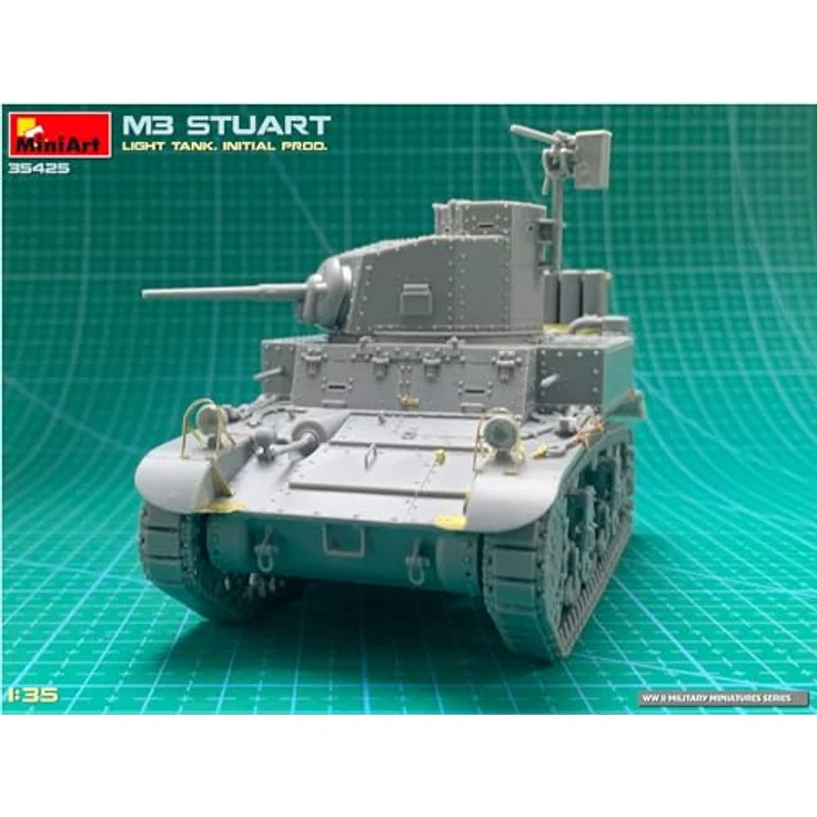 Other 1:35 M3 Stuart leichter Panzer, Modellfahrzeug mit beweglichen Kettengliedern und Decals für vier Varianten – Bild 8