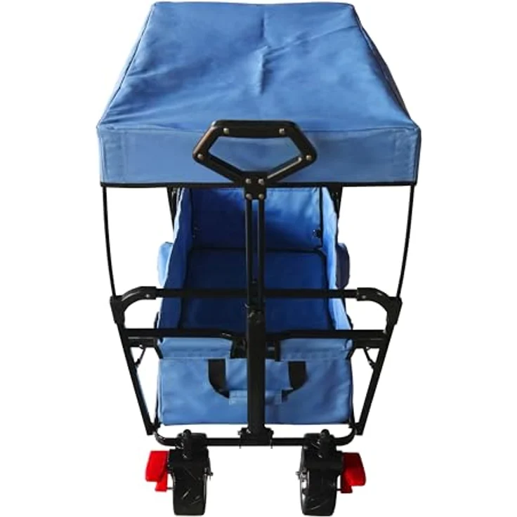 Ambia Garden Bollerwagen, faltbar mit Dach, grau, Metall/Textil, 59x102x134 cm, für Kinder ab 3 Jahren, bis 80 kg belastbar, 360° drehbare Vorderräder, inkl. Transporttasche – Bild 4