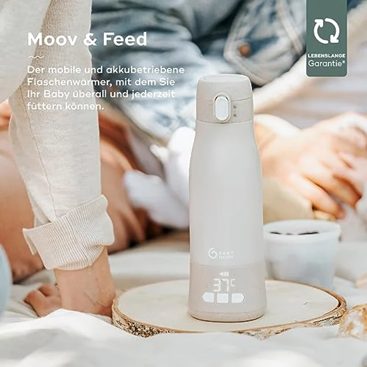 Babymoov Mobiler und kabelloser Flaschenwärmer Moov & Feed - Kapazität 340ml - Wasser oder Muttermilch - Einstellbare Temperatur - Warmhaltefunktion (bis zu 7 Stunden) -USB – Bild 2