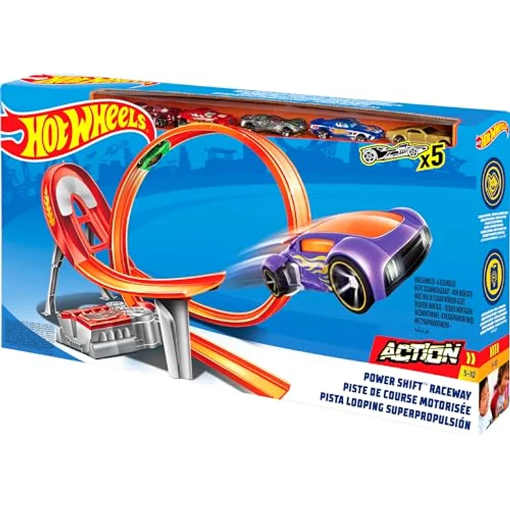 Hot Wheels Power Shift Raceway, Akrobatik-Rennbahn Set, mehrfarbig