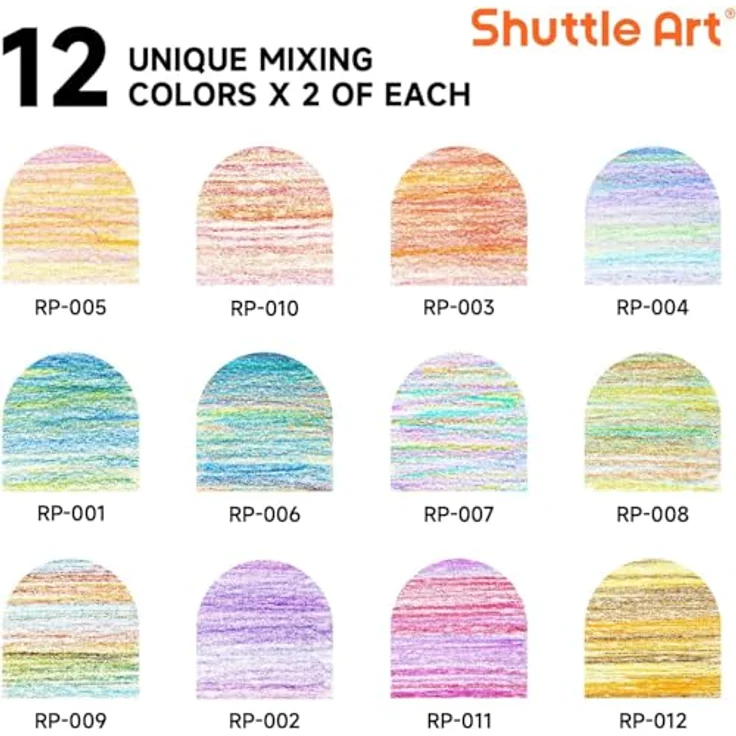 Shuttle Art 24 Stück Regenbogenstifte, Jumbo Buntstifte in 12 Farben, bruchfest und hochpigmentiert, für Kinder und Erwachsene – Bild 2
