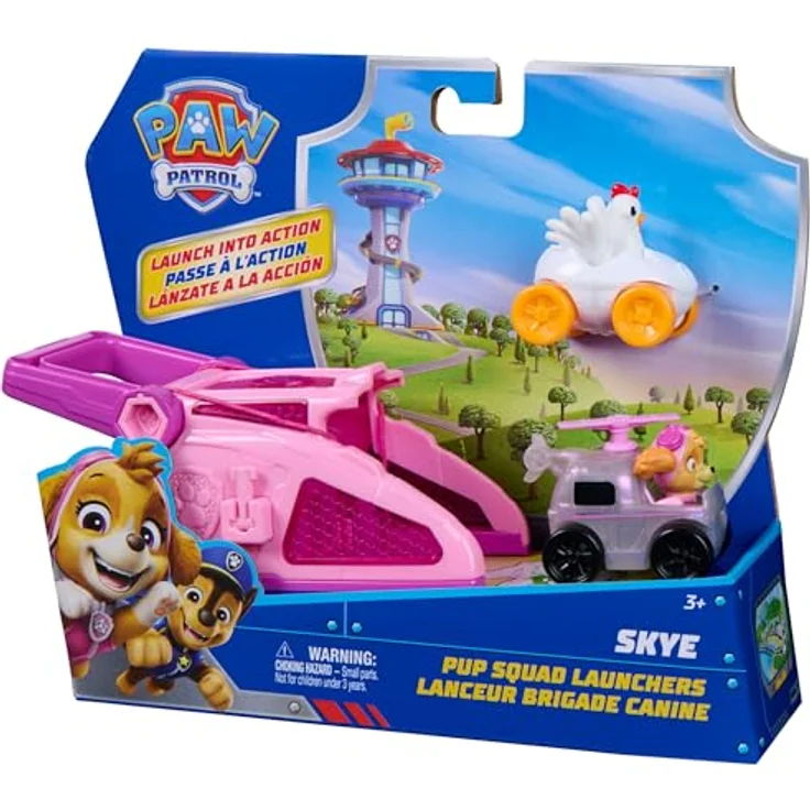 Paw Patrol PAW Pup Squad Launcher Skye & Henrietta, 2er Set mit 6 cm Pup Squad Racers und Schlüsselverschluss-Speicher – Bild 10