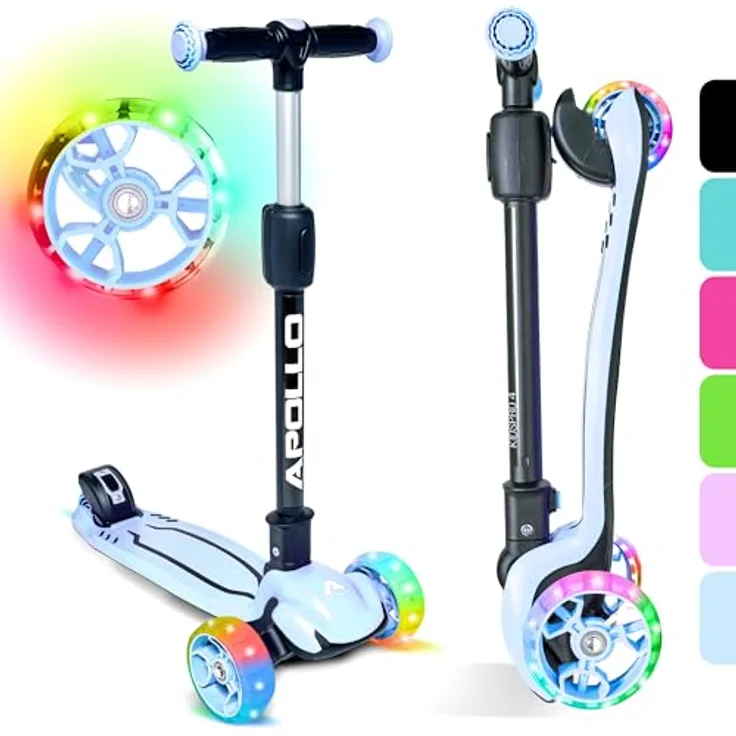 Apollo KidsPro 4 Kinderroller | klappbarer Dreiradscooter für Kinder ab 3 Jahre | höhenverstellbar | LED Rollen | stabil und sicher