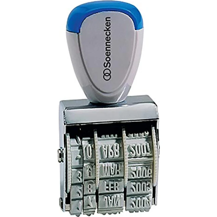 Soennecken Datumstempel 3831, Monat in Buchstaben, 4x27mm, silber, mit stabilem Metallgehäuse und 12 Jahren Jahresbändern – Bild 2