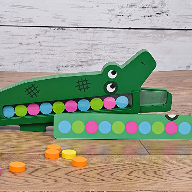 DJECO Edukacinis medinis aidimas - Crococroc (DJ01629), interaktives Krokodilspiel für Kinder ab 3 Jahren, mit farbigen Spielsteinen – Bild 4