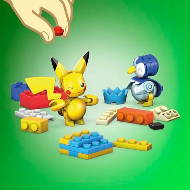 Mattel MEGA Pokémon Bauspielzeug Set, Ferienkalender mit 202 Teilen, 2 posierbaren Figuren und Zubehör, für Kinder, GYG99 – Bild 3