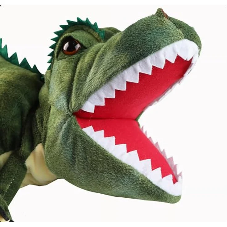 LOMTRATS Dinosaurier-Handpuppen Set, Triceratops und Tyrannosaurus Rex mit beweglichen Mündern, ideal für Geschichtenerzählen, ca. 30 cm groß, aus weichem Plüsch – Bild 1