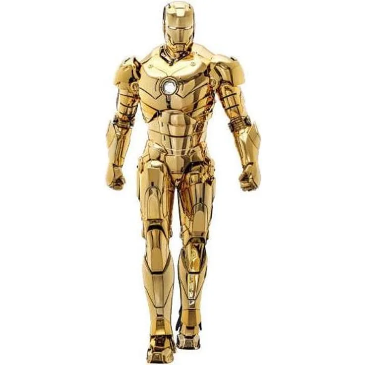 Hot Toys Iron Man Mark III, 1/6 Movie Masterpiece Diecast Figurine mit LED-Funktion, Gold Color Version, limitiert auf 3000 Stück