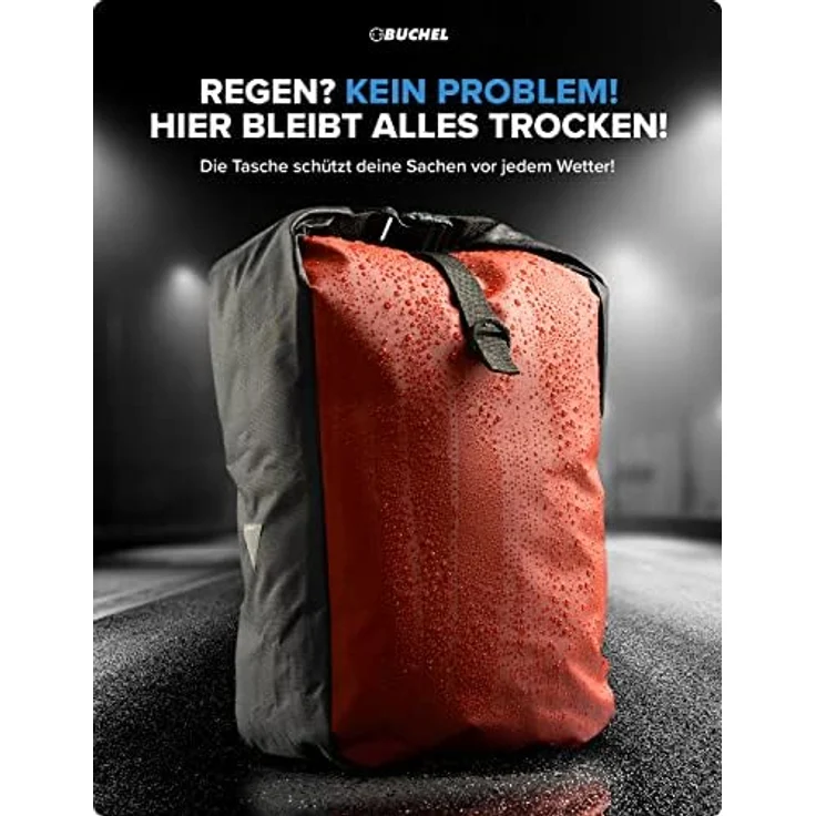 BÜCHEL Fahrradtasche für Gepäckträger I wasserabweisend und bis zu 10kg belastbar I Fahrradtasche Gepäckträger aus Tarpaulin, Gepäckträgertasche, Fahrrad Taschen hinten – Bild 3