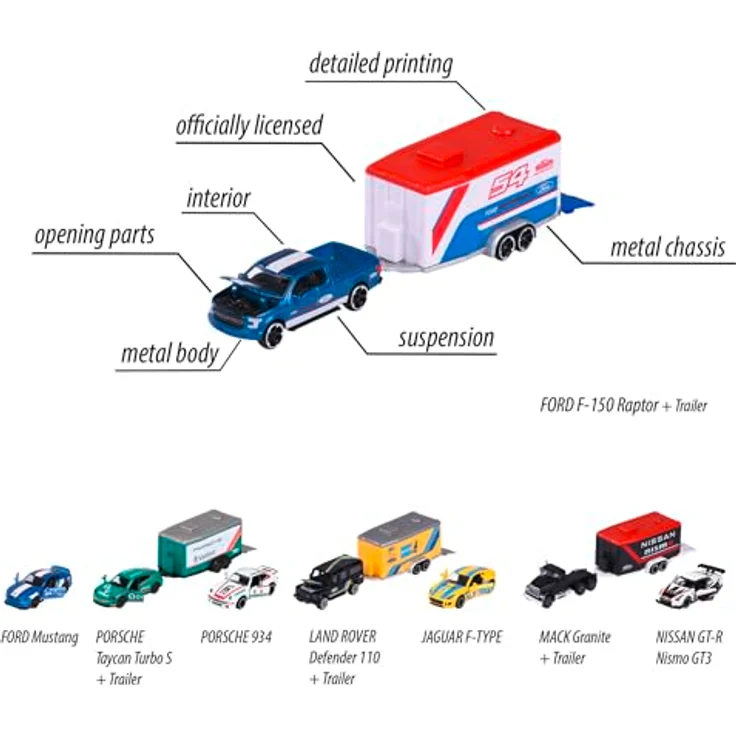 Car Trailer Assortment, 4-sort., 1x Set, zufällige Farbauswahl – Bild 4