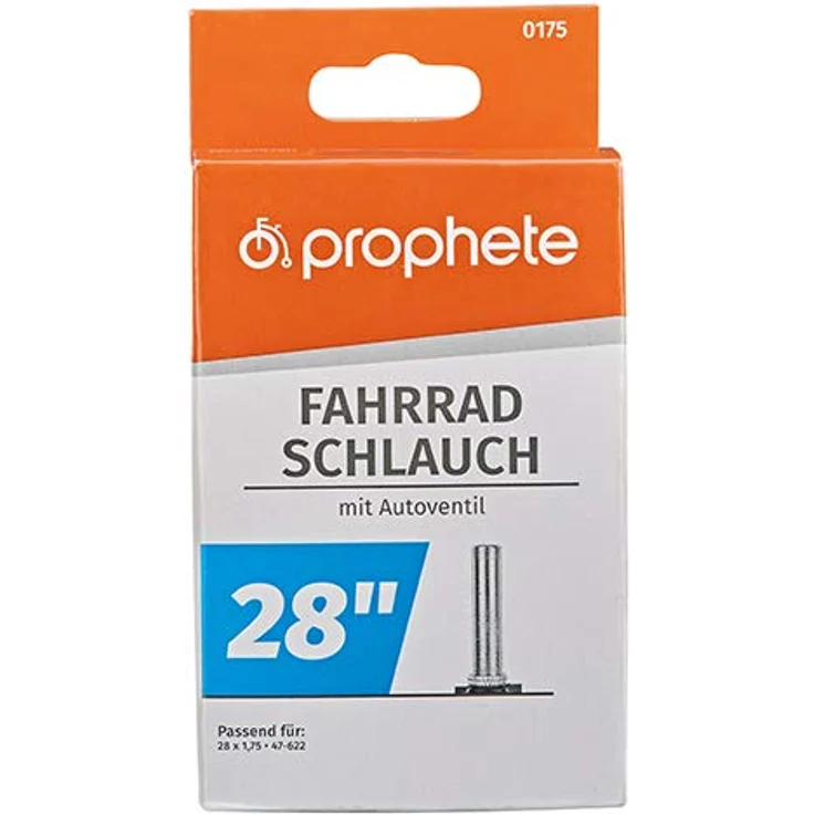 Prophete Fahrradschlauch 28 Zoll | Autoventil | ETRTO 47-622 | geeignet von 28 x 1,75 Zoll bis 28 x 2 Zoll, Schwarz – Bild 3