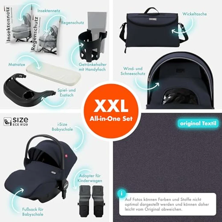 Daliya FLEXI-PRO M 3in1 Kombikinderwagen & Buggy mit i-Size Babyschale, leicht, großer Einkaufskorb, Memory-Knöpfe – Bild 3