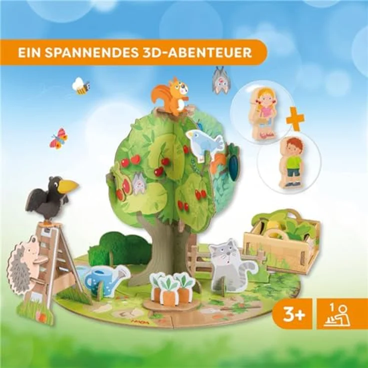 HABA 3D-Puzzle Spielwelt Obstgarten, Brettspiel zur Förderung von Feinmotorik & Kreativität für Kinder ab 3 Jahren mit Rabe Theo & Freunden – Bild 2