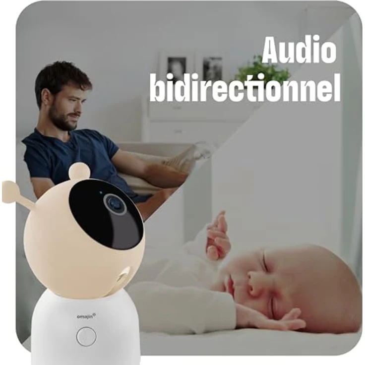 OMAJIN Smarte Babyphone-Kamera, 2K HD, Nachtsicht, Info bei Weinen, bidirektionales Audio, Schlaflieder u. -melodien, Nachtlicht, Feuchtigkeits- u. Temperatursensor, App-Steuerung, OBC-01 – Bild 3