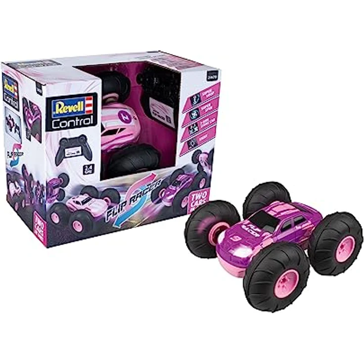 Revell Control Stunt Car Flip Racer Pink I Doppelter Fun-Spaß mit Flip-Funktion I 360° Spins für spektakuläre Stunts I Präzise Steuerung I mit LED-Scheinwerfern I Perfekt für Kinder ab 8 Jahren – Bild 1