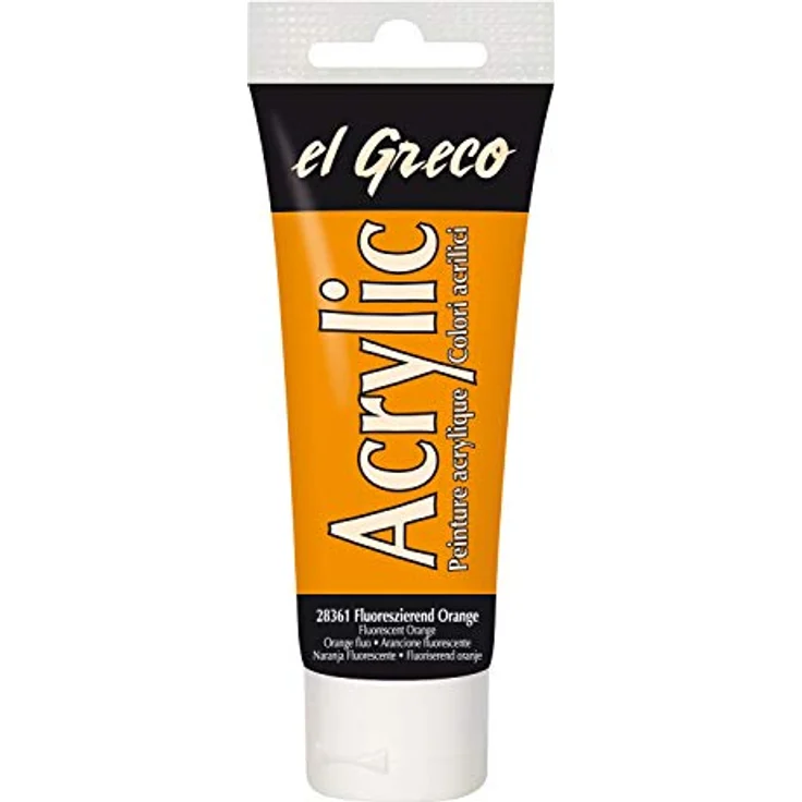 KREUL El Greco Acrylic 75 ml Tube, hochpigmentierte, glänzende Acrylfarbe in fluoreszierend orange für pastose Malerei – Bild 1