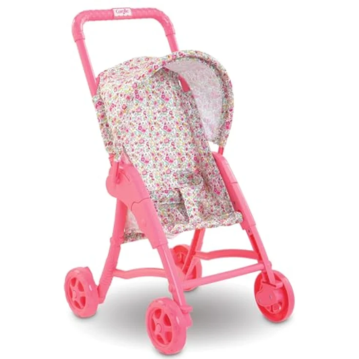 Corolle Puppenbuggy, Puppenwagen im Blumenmuster mit verstellbarem Sonnendach, geeignet für 30 cm Puppen, ab 18 Monaten – Bild 1