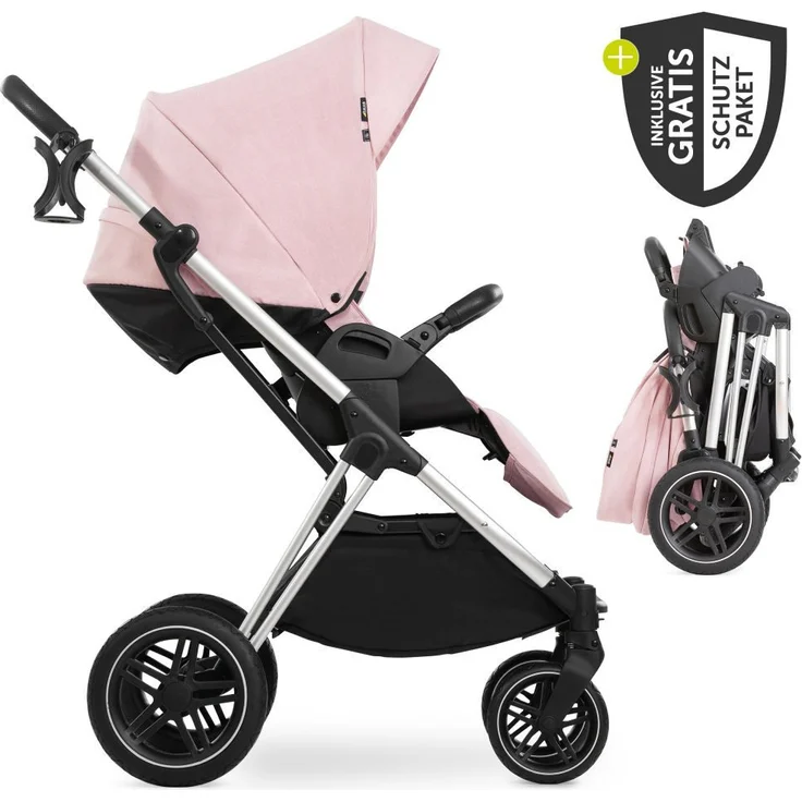 Hauck Sportbuggy Vision X - Melange Rose, Sportwagen mit Liegefunktion, Einhandfaltung & Regenschutz - bis 25 kg