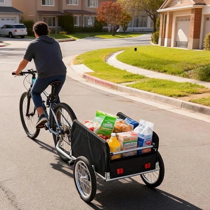 Relaxdays Fahrradanhänger Lastenanhänger klappbar, Veloanhänger für vielseitigen Transport – Bild 3
