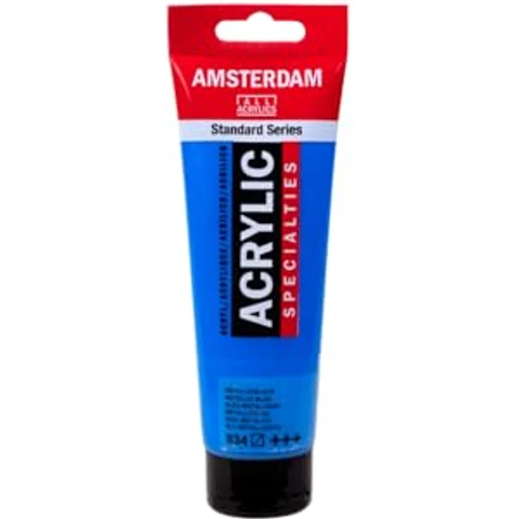 Amsterdam Standard Series Acrylfarbe Metallic Blue 834, 120 ml, halbtransparent, exzellente Lichtechtheit, mittlere Viskosität, glattes Satin-Finish, 100% Acrylharz – Bild 2