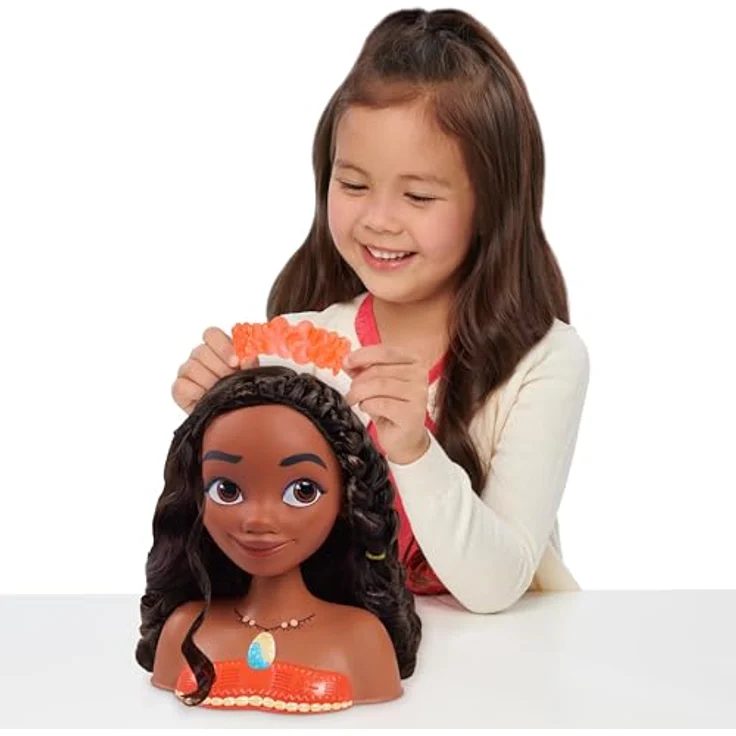 JustPlay Frisierkopf Disney Princess Basic Moana Styling Head, dunkelbraunes Haar, ideal für Styling-Spaß – Bild 2
