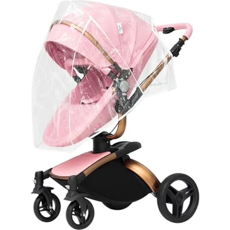 3 in 1 Kombikinderwagen Kinderwagen 3-in-1 Dreirad Lauflernhilfe Hochlandschaft Kinderwagen Faltbarer Kinderwagen Babywagen Babywagen für Baby 0-36 Monate (Rosa) – Bild 5