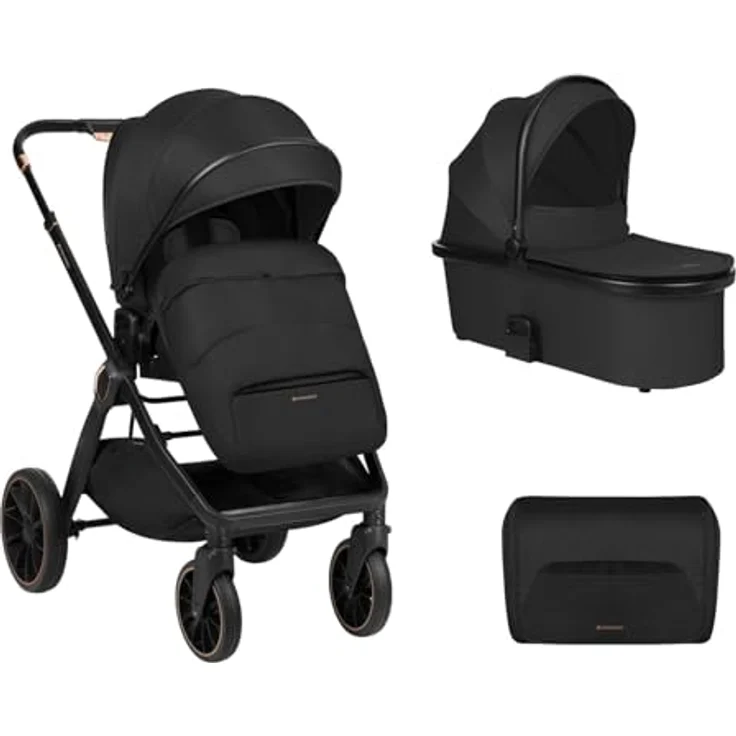 Kikkaboo Tiffany 2-in-1 Kinderwagen, Aluminiumrahmen, verstellbare Rückenlehne und Fußstütze, inkl. Tragetasche und Wickeltasche, zusammenklappbar, grau – Bild 1