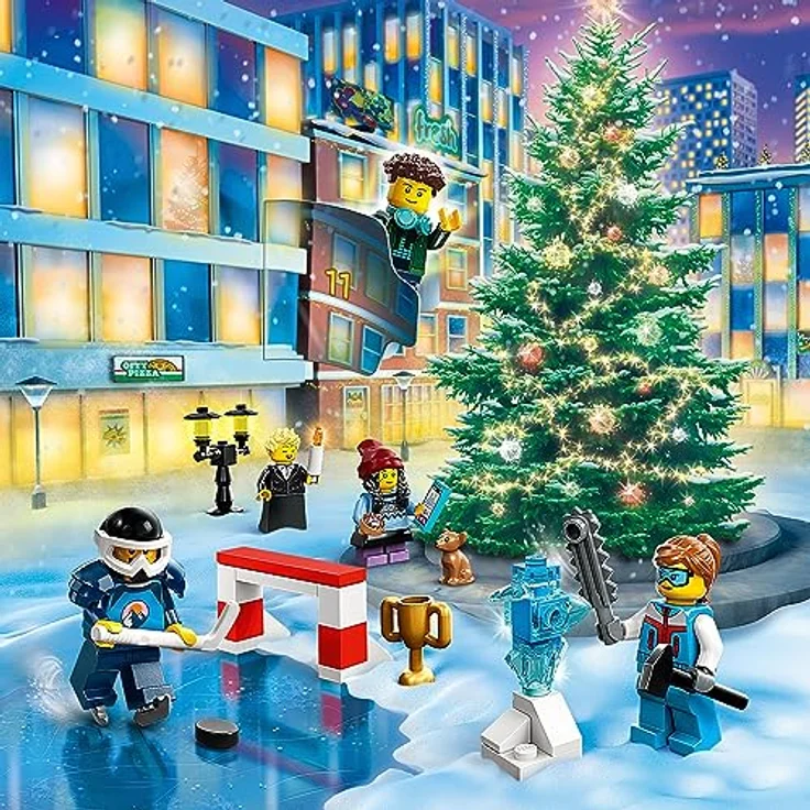 LEGO 60381 City Adventskalender 2023, Weihnachtskalender mit 24 Geschenken inkl. Weihnachtsmann- und Rentier-Figuren plus Winterwunderland-Spielmatte, Weihnachtsgeschenk für Kinder, Jungen, Mädchen – Bild 4